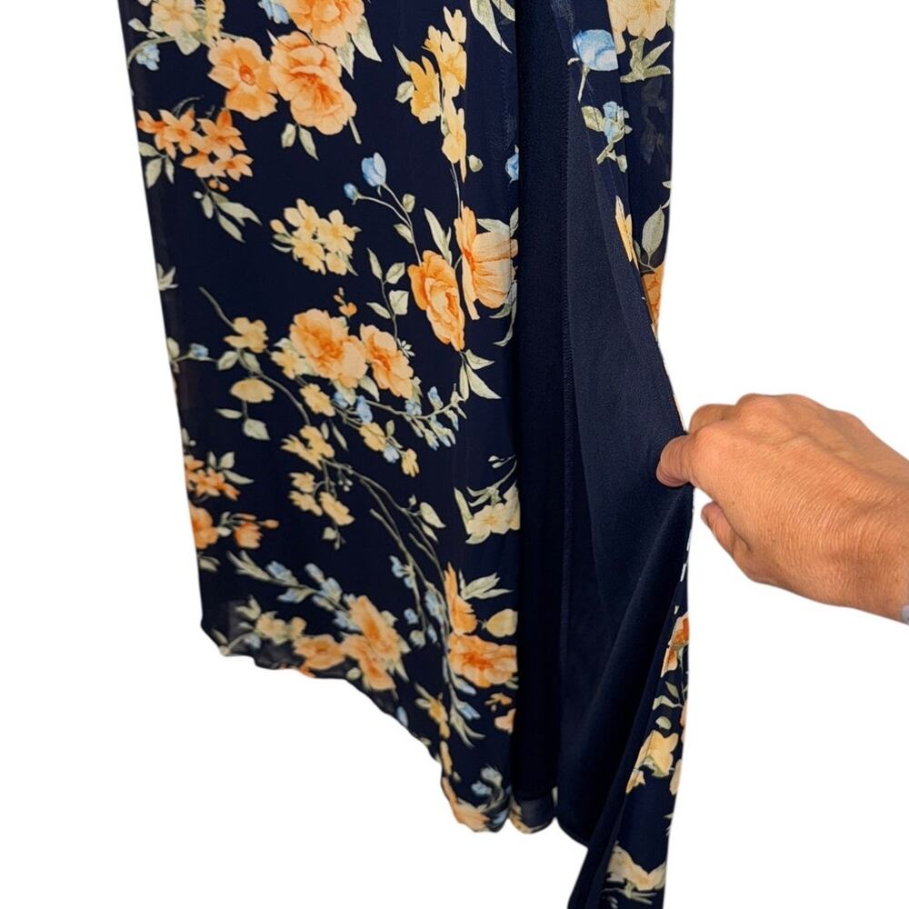 NEW BNWT Lulus Elegant Admiration Navy Floral One Shoulder Maxi Dress Sz Small - Picture 6 of 11